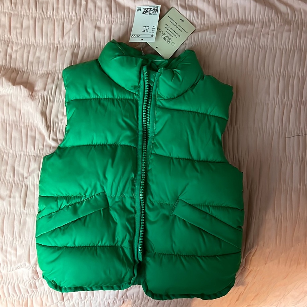 Toddler green puffer vest